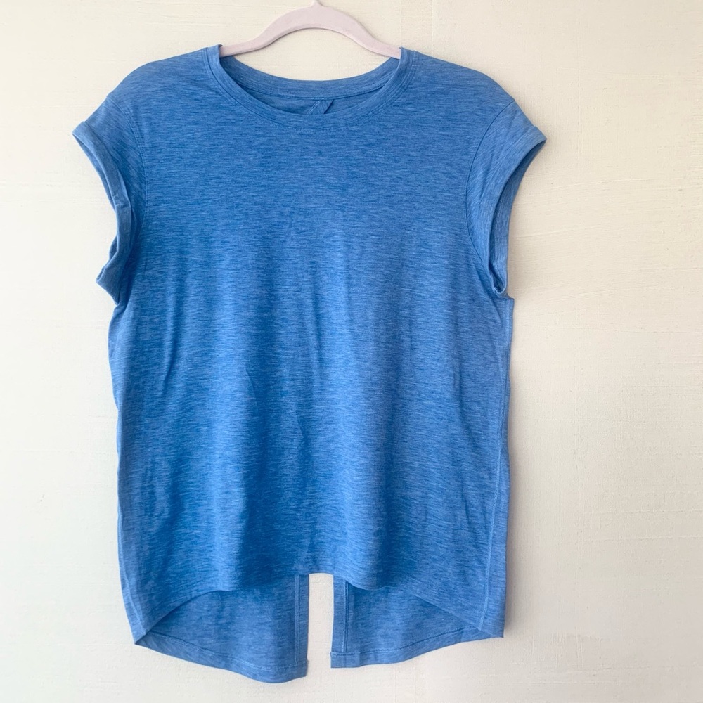 Lululemon Roll Sleeve Back Slit Top (Blue)